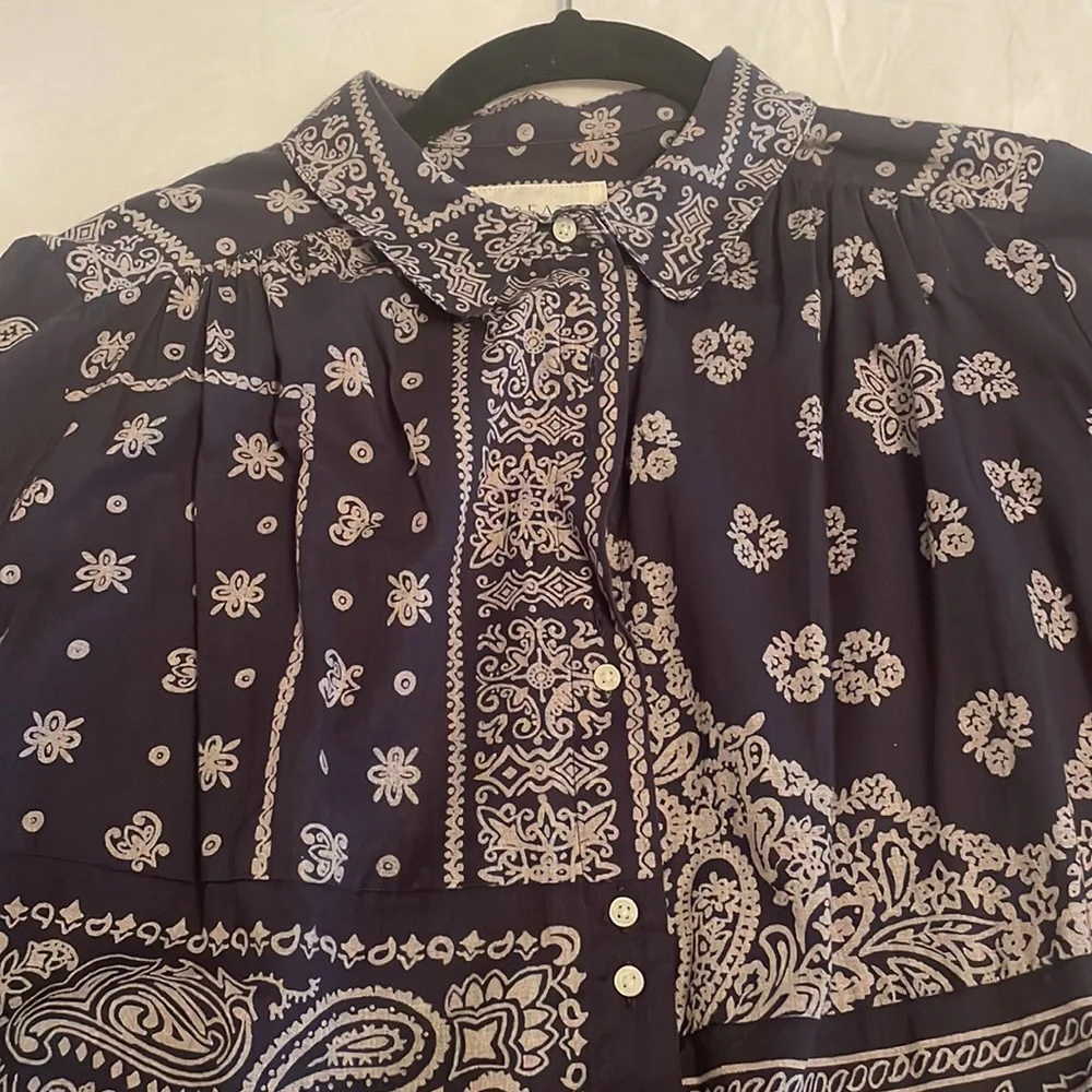 THE GREAT. Black and White Paisley Blouse - Picture 2 of 3
